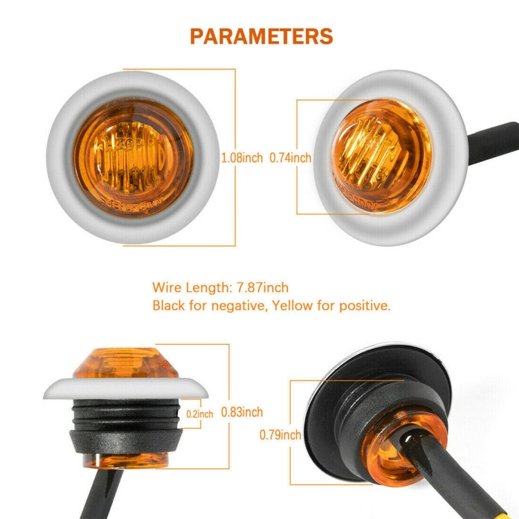 10 PCS MK-118 3/4 inch Metal Frame Car / Truck 3LEDs Side Marker Indicator Lights Bulb Lamp (Yellow Light) - Clearance Lights by PMC TechLife | Online Shopping South Africa | PMC TechLife | Buy Now Pay Later Mobicred