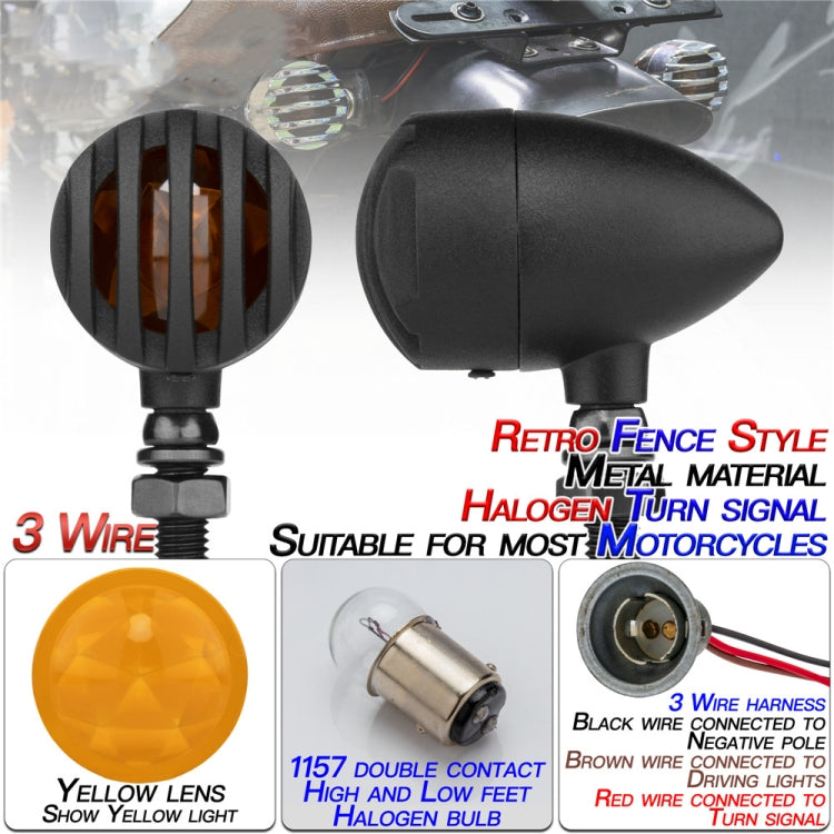 2 PCS PE-ZJ502 Motorcycle Metal Fence Turn Signal Light (Yellow) - Turn Signal by PMC TechLife | Online Shopping South Africa | PMC TechLife | Buy Now Pay Later Mobicred