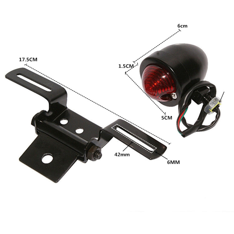 2 PCS KC-WD-FGZXD Motorcycle Retro Round Brake Light with License Plate Holder - Signal Lights by PMC Jewellery | Online Shopping South Africa | PMC Jewellery | Buy Now Pay Later Mobicred