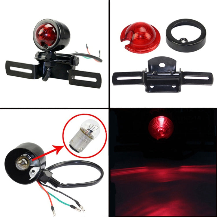 2 PCS KC-WD-FGZXD Motorcycle Retro Round Brake Light with License Plate Holder - Signal Lights by PMC Jewellery | Online Shopping South Africa | PMC Jewellery | Buy Now Pay Later Mobicred