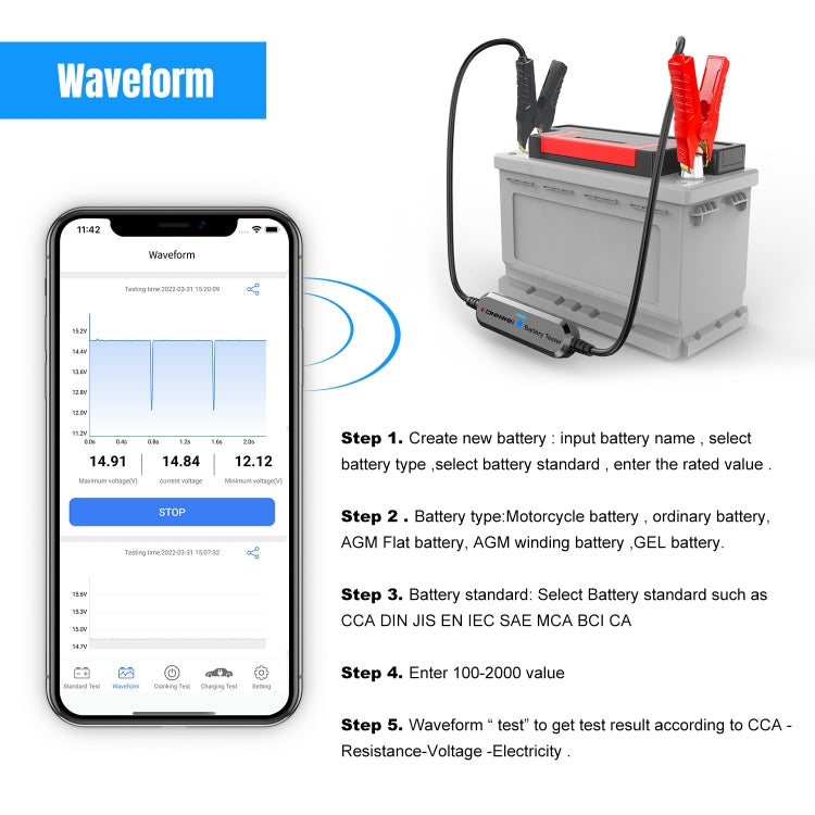 KONNWEI BK100 X431 BST360 Car Bluetooth Battery Tester(Silver) - Electronic Test by KONNWEI | Online Shopping South Africa | PMC TechLife | Buy Now Pay Later Mobicred