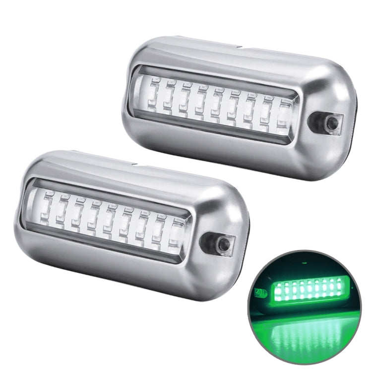 2 PCS MK-027 Ship / Yacht 10-30V 27LEDs Waterproof Stainless Steel Underwater Light(Green Light) - Marine Accessories & Parts by PMC TechLife | Online Shopping South Africa | PMC TechLife | Buy Now Pay Later Mobicred