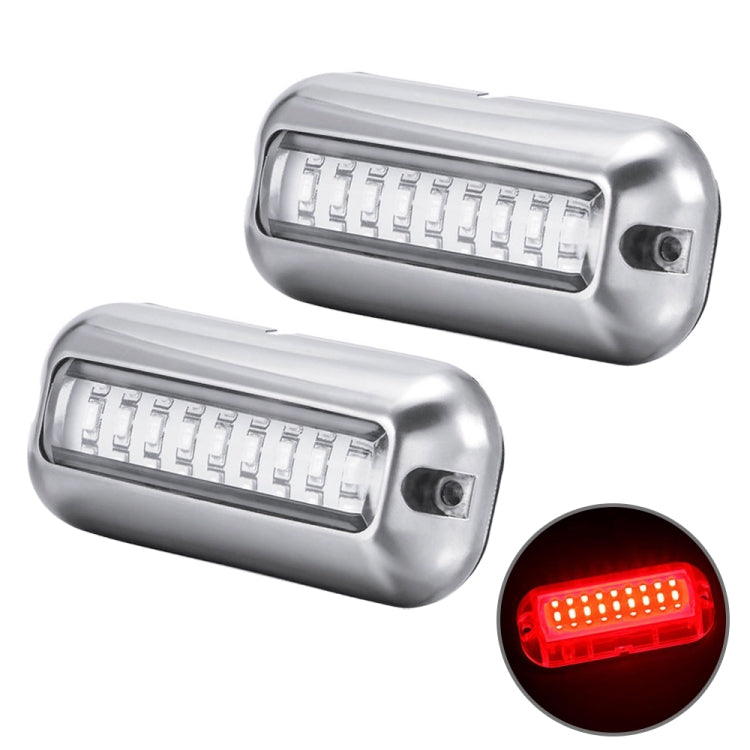2 PCS MK-027 Ship / Yacht 10-30V 27LEDs Waterproof Stainless Steel Underwater Light(Red Light) - Marine Accessories & Parts by PMC TechLife | Online Shopping South Africa | PMC TechLife | Buy Now Pay Later Mobicred