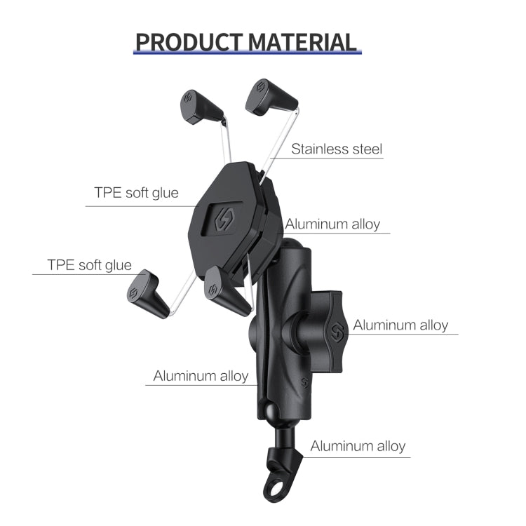 ZH-1558B1 Motorcycle Rear Mirror X-shape Aluminum Alloy Phone Holder - Holder by PMC TechLife | Online Shopping South Africa | PMC TechLife | Buy Now Pay Later Mobicred