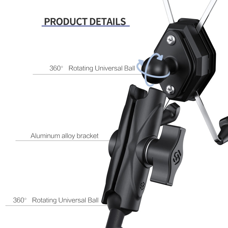 ZH-1558B1 Motorcycle Rear Mirror X-shape Aluminum Alloy Phone Holder - Holder by PMC TechLife | Online Shopping South Africa | PMC TechLife | Buy Now Pay Later Mobicred
