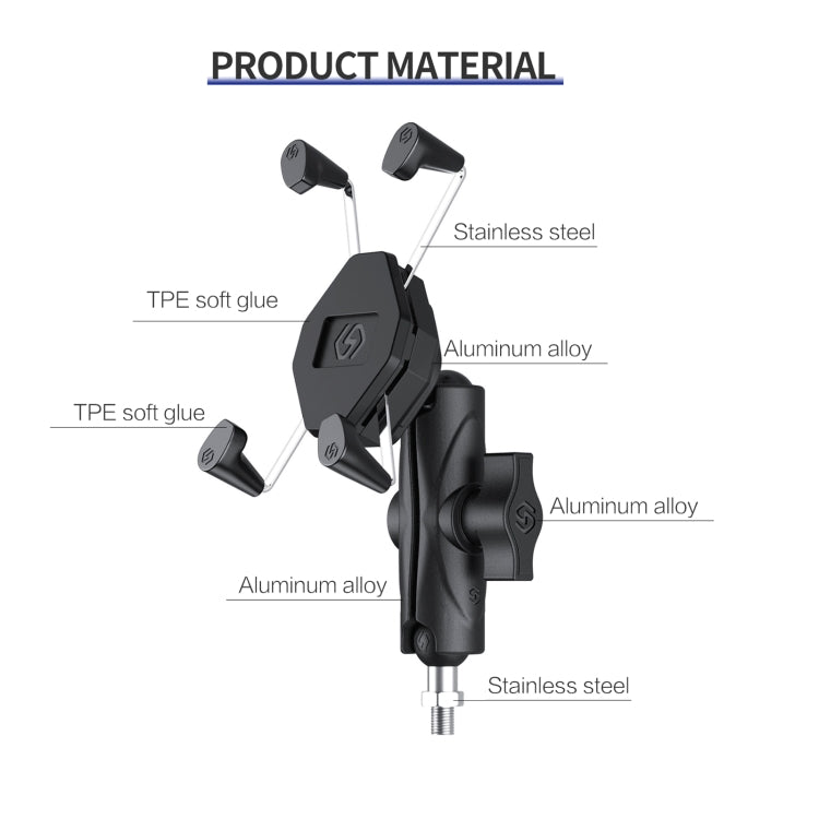 ZH-1558C1 Motorcycle M8 Ball Joint X-shape Aluminum Alloy Phone Holder - Holder by PMC TechLife | Online Shopping South Africa | PMC TechLife | Buy Now Pay Later Mobicred