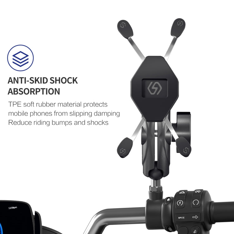 ZH-1558C1 Motorcycle M8 Ball Joint X-shape Aluminum Alloy Phone Holder - Holder by PMC TechLife | Online Shopping South Africa | PMC TechLife | Buy Now Pay Later Mobicred