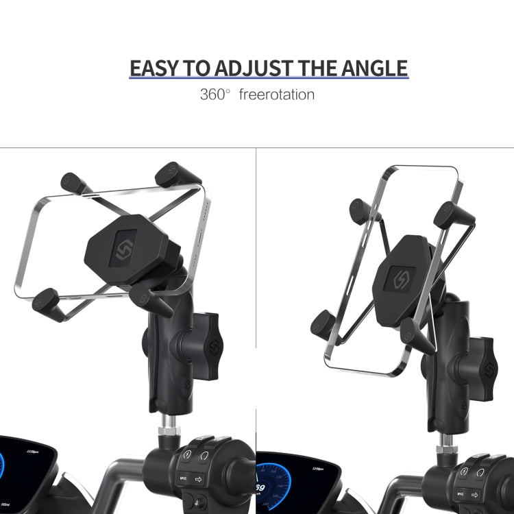 ZH-1558C1 Motorcycle M8 Ball Joint X-shape Aluminum Alloy Phone Holder - Holder by PMC TechLife | Online Shopping South Africa | PMC TechLife | Buy Now Pay Later Mobicred