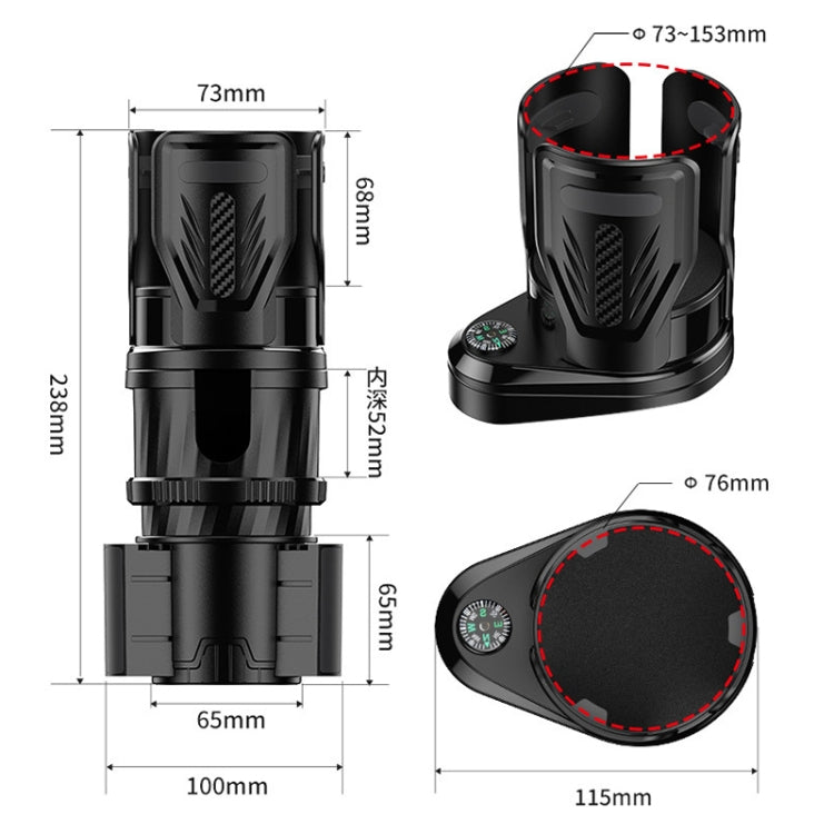 SB-3088 Car Multifunctional Retractable Rotating Water Cup Holder with Compass - Car Drink Holders by PMC TechLife | Online Shopping South Africa | PMC TechLife | Buy Now Pay Later Mobicred