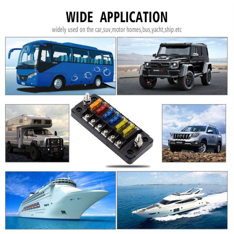 ZH-978A1 FB1901 1 In 6 Out 6 Ways Independent Positive Negative Fuse Box with 12 Fuses for Auto Car Truck Boat - Fuse by PMC TechLife | Online Shopping South Africa | PMC TechLife | Buy Now Pay Later Mobicred