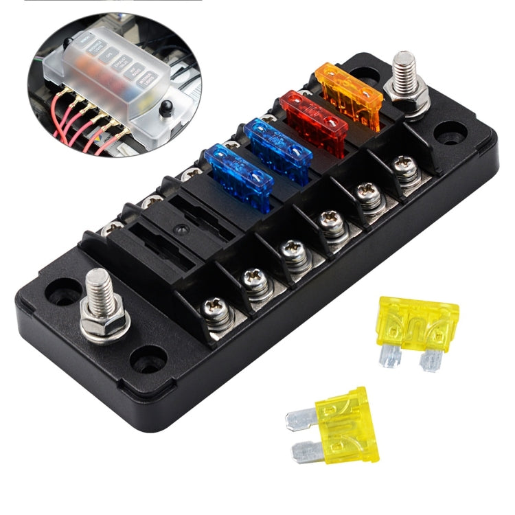 ZH-979A1 FB1903 1 In 1 Out 6 Ways No Distinction Positive Negative Fuse Box with 12 Fuses for Auto Car Truck Boat - free shipping - PMC TechLife - Order now!