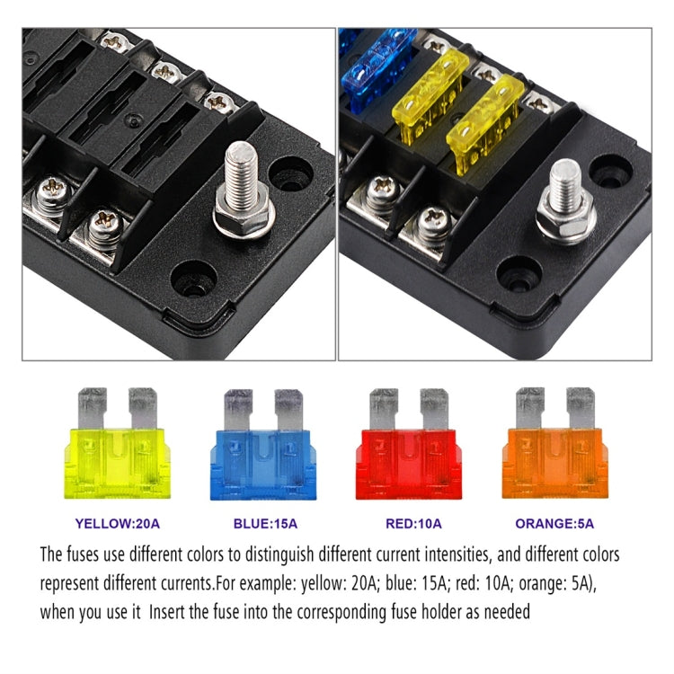 ZH-979A1 FB1903 1 In 1 Out 6 Ways No Distinction Positive Negative Fuse Box with 12 Fuses for Auto Car Truck Boat - free shipping - PMC TechLife - Order now!