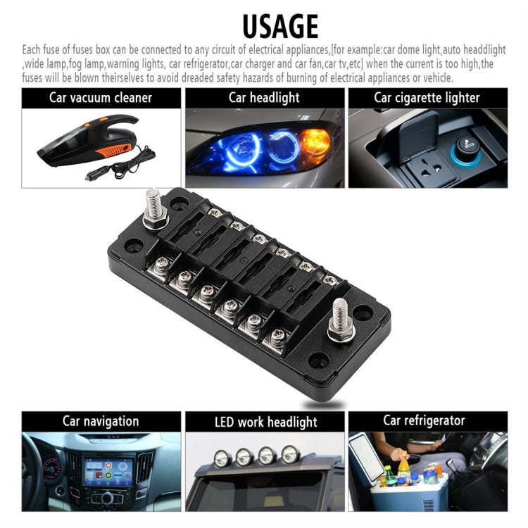 ZH-979A1 FB1903 1 In 1 Out 6 Ways No Distinction Positive Negative Fuse Box with 12 Fuses for Auto Car Truck Boat - free shipping - PMC TechLife - Order now!