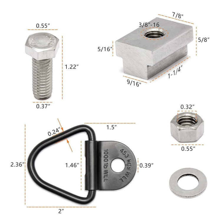Bed Deck Rails Cleat T Slot Nuts Fits Screws with 3/8 inch-16 Thread for Toyota Tacoma / Tundra - Towing Bars by PMC TechLife | Online Shopping South Africa | PMC TechLife | Buy Now Pay Later Mobicred