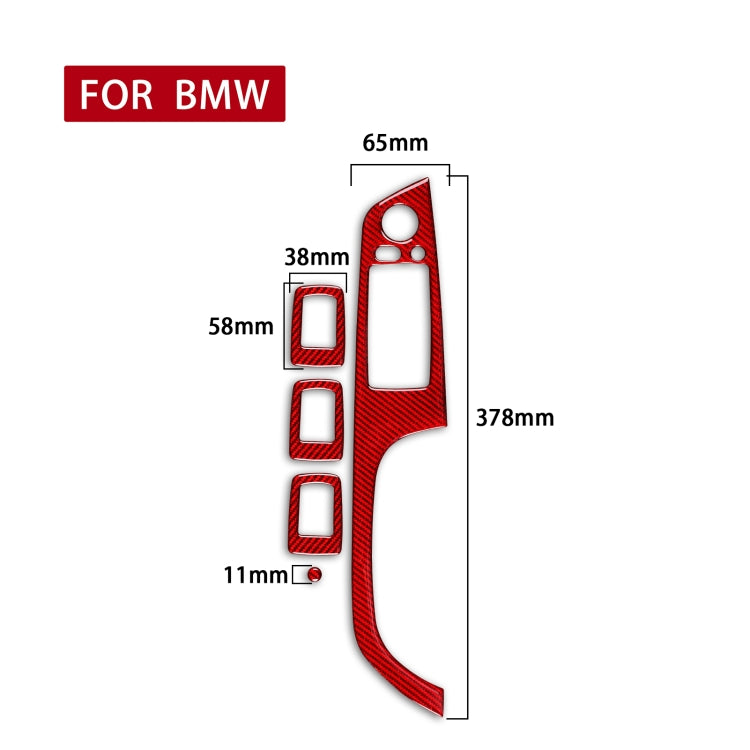 5 PCS Set for BMW 3 Series E90 Carbon Fiber Car Right Driving Lifting Panel Decorative Sticker with Folding, Diameter: 37.8cm(Red) - Car Interior Mouldings by PMC TechLife | Online Shopping South Africa | PMC TechLife | Buy Now Pay Later Mobicred
