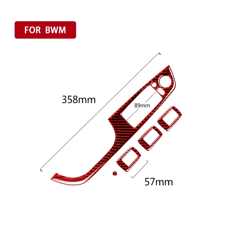 5 PCS Set For BMW 3 Series E90 Carbon Fiber Car Left Drive Window Lift Panel Decorative Sticker, Diameter: 35.8cm (Red) - Car Interior Mouldings by PMC TechLife | Online Shopping South Africa | PMC TechLife | Buy Now Pay Later Mobicred