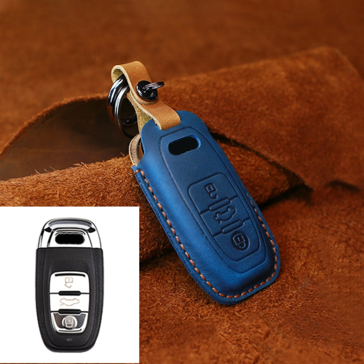 For Audi Series Car Cowhide Leather Key Protective Cover Key Case, B Version 2011-2018 (Blue) - Car Key Cases by PMC Jewellery | Online Shopping South Africa | PMC Jewellery | Buy Now Pay Later Mobicred