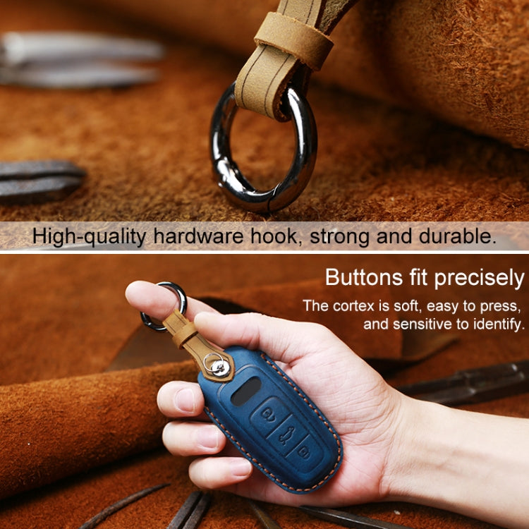 For Audi Series Car Cowhide Leather Key Protective Cover Key Case, B Version 2011-2018 (Blue) - Car Key Cases by PMC Jewellery | Online Shopping South Africa | PMC Jewellery | Buy Now Pay Later Mobicred