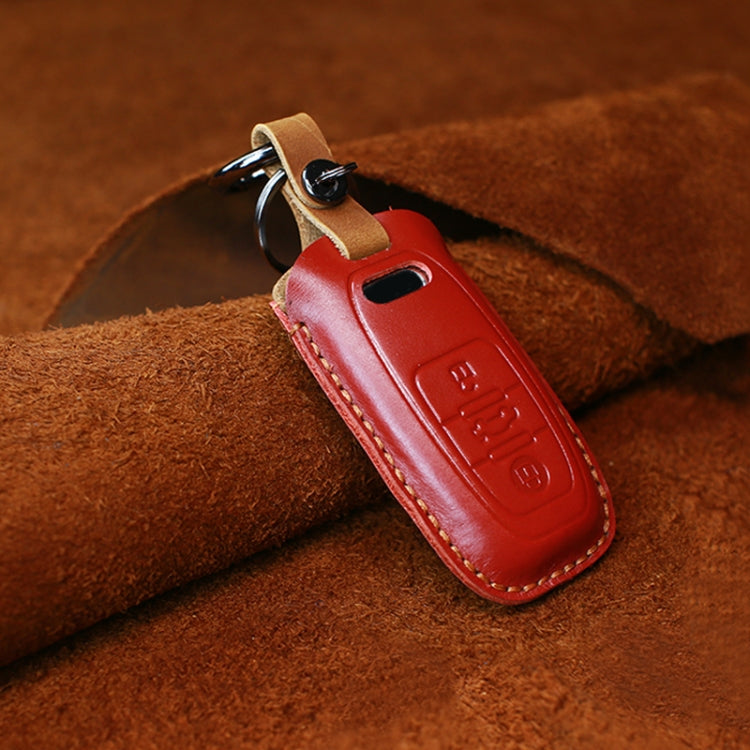 For Audi Series Car Cowhide Leather Key Protective Cover Key Case, B Version 2011-2018 (Red) - Car Key Cases by PMC Jewellery | Online Shopping South Africa | PMC Jewellery | Buy Now Pay Later Mobicred