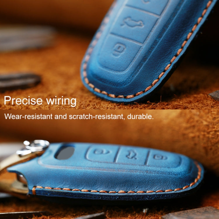 For Audi Series Car Cowhide Leather Key Protective Cover Key Case, C Version 2018 and Above (Blue) - Car Key Cases by PMC Jewellery | Online Shopping South Africa | PMC Jewellery | Buy Now Pay Later Mobicred