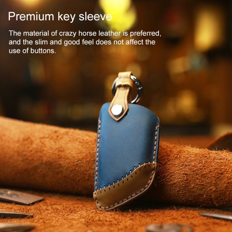 For BMW Blade Style Car Cowhide Leather Key Protective Cover Key Case, Two Keys Version (Brown) - Car Key Cases by PMC Jewellery | Online Shopping South Africa | PMC Jewellery | Buy Now Pay Later Mobicred