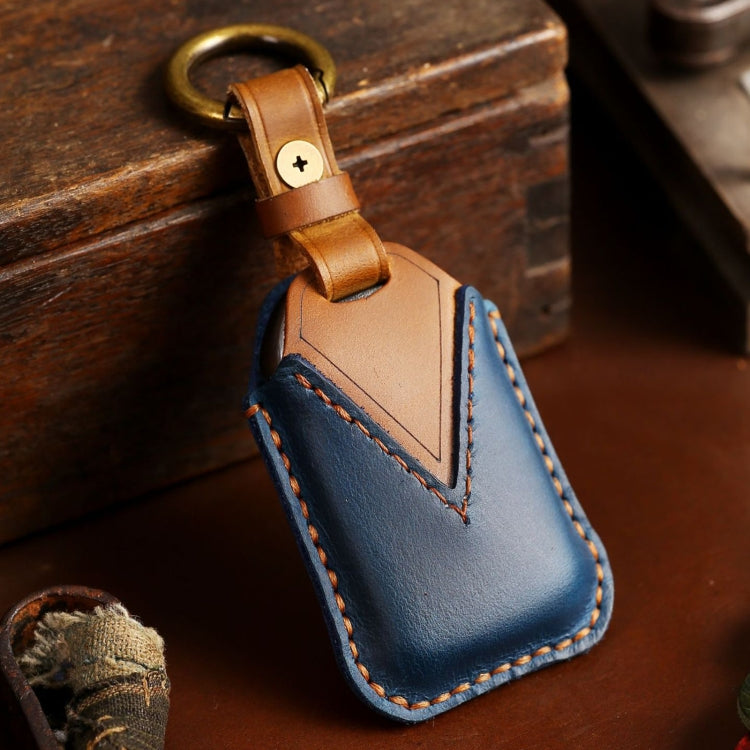 For Honda Car Cowhide Leather Key Protective Cover Key Case, Three Keys Tailgate Version (Blue) - Car Key Cases by PMC Jewellery | Online Shopping South Africa | PMC Jewellery | Buy Now Pay Later Mobicred