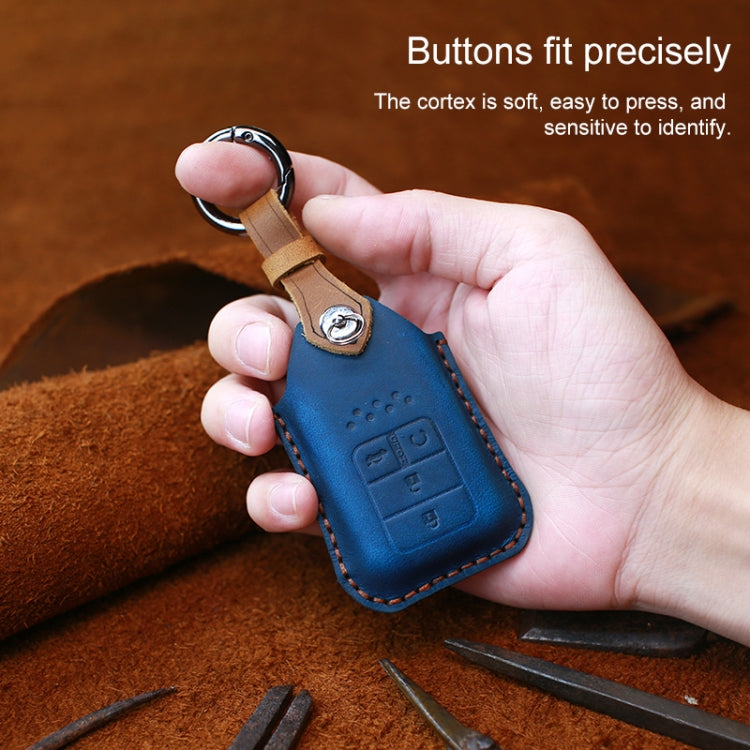 For Honda Car Cowhide Leather Key Protective Cover Key Case, Three Keys Tailgate Version (Blue) - Car Key Cases by PMC Jewellery | Online Shopping South Africa | PMC Jewellery | Buy Now Pay Later Mobicred