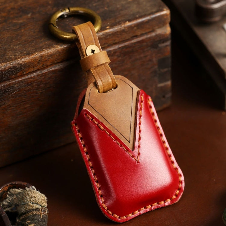 For Honda Car Cowhide Leather Key Protective Cover Key Case, Three Keys Tailgate Version (Red) - Car Key Cases by PMC Jewellery | Online Shopping South Africa | PMC Jewellery | Buy Now Pay Later Mobicred