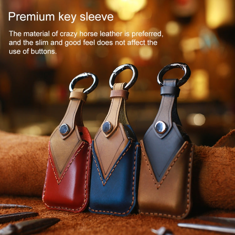 For Honda Car Cowhide Leather Key Protective Cover Key Case, Three Keys Tailgate Version (Red) - Car Key Cases by PMC Jewellery | Online Shopping South Africa | PMC Jewellery | Buy Now Pay Later Mobicred