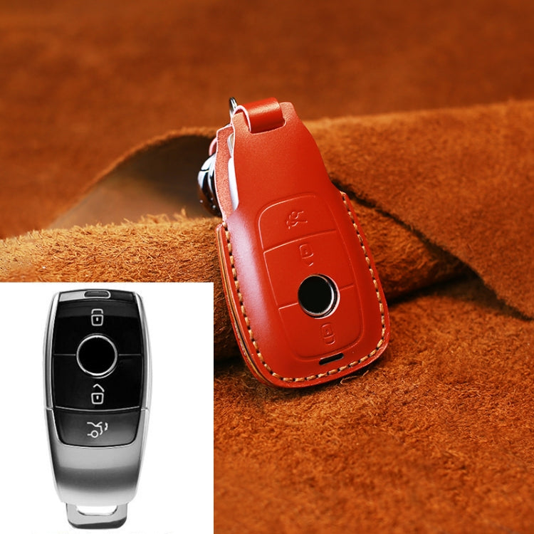 For Mercedes-Benz Colorful Edge Style Car Cowhide Leather Key Protective Cover Key Case (Red) - Car Key Cases by PMC TechLife | Online Shopping South Africa | PMC TechLife | Buy Now Pay Later Mobicred