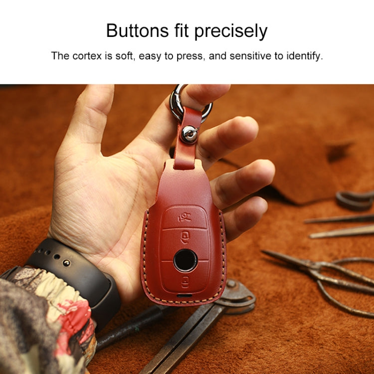 For Mercedes-Benz Colorful Edge Style Car Cowhide Leather Key Protective Cover Key Case (Red) - Car Key Cases by PMC TechLife | Online Shopping South Africa | PMC TechLife | Buy Now Pay Later Mobicred