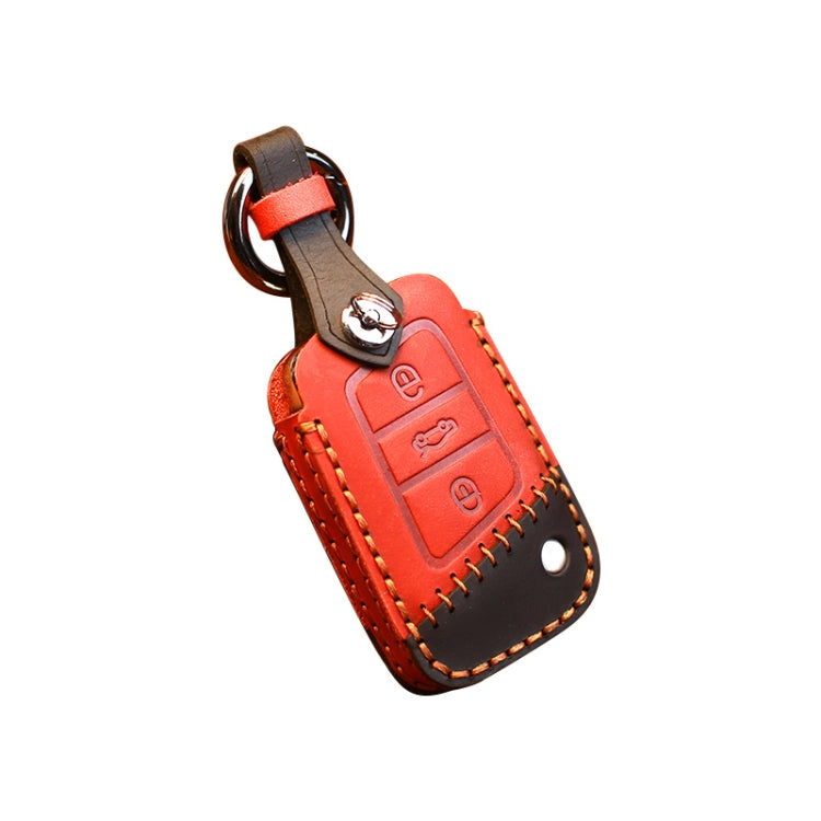 For Volkswagen Car Cowhide Leather Key Protective Cover Key Case, B Version(Red) - Car Key Cases by PMC TechLife | Online Shopping South Africa | PMC TechLife | Buy Now Pay Later Mobicred