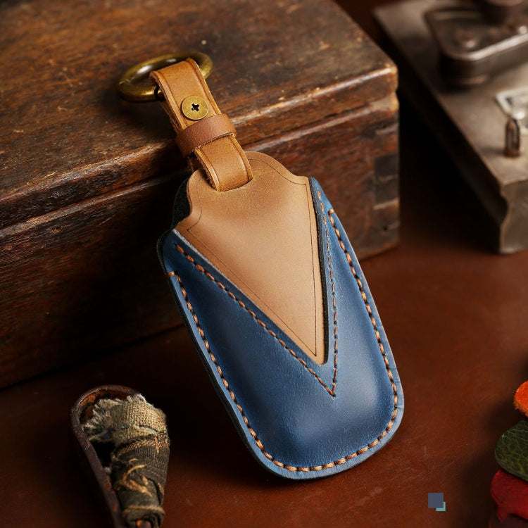 For Toyota Car Cowhide Leather Key Protective Cover Key Case, Two Keys Version(Blue) - free shipping - PMC Jewellery - Order now!