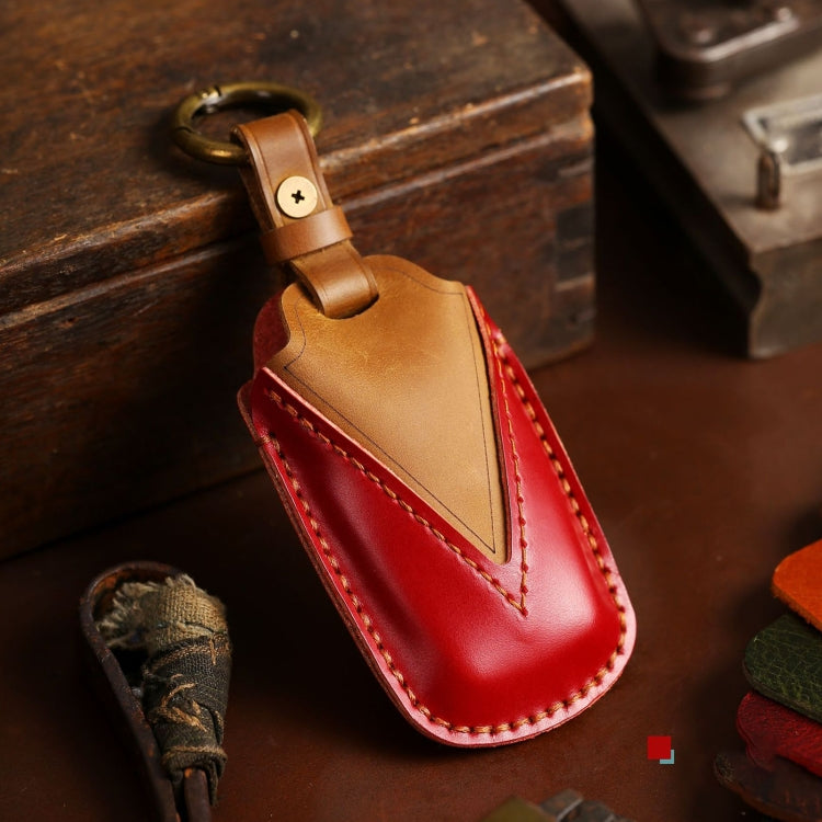 For Toyota Car Cowhide Leather Key Protective Cover Key Case, Two Keys Version(Red) - free shipping - PMC Jewellery - Order now!