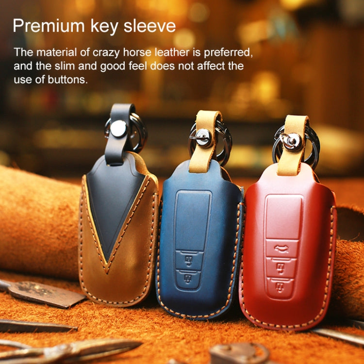 For Toyota Car Cowhide Leather Key Protective Cover Key Case, Three Keys Version (Red) - Car Key Cases by PMC Jewellery | Online Shopping South Africa | PMC Jewellery | Buy Now Pay Later Mobicred