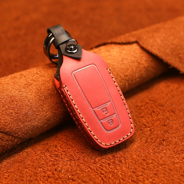 For Toyota Car Cowhide Leather Key Protective Cover Key Case, Two Keys Version (Red) - Car Key Cases by PMC TechLife | Online Shopping South Africa | PMC TechLife