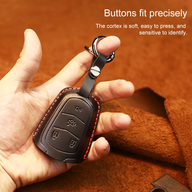 For Cadillac Car Cowhide Leather Key Protective Cover Key Case, Four Keys Version (Black) - Car Key Cases by PMC Jewellery | Online Shopping South Africa | PMC Jewellery | Buy Now Pay Later Mobicred