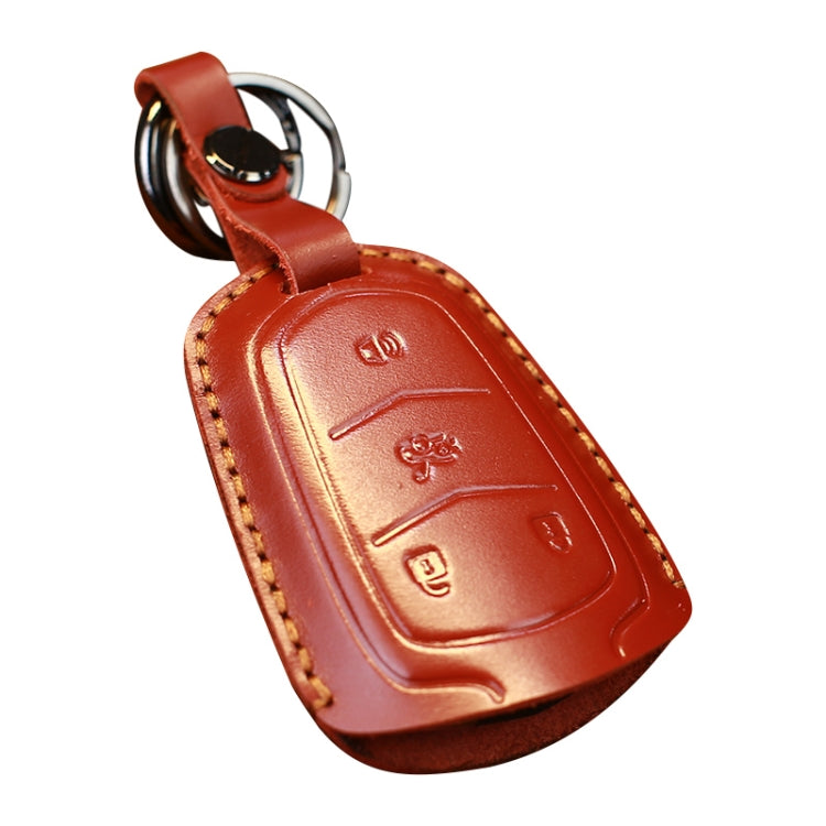 For Cadillac Car Cowhide Leather Key Protective Cover Key Case, Four Keys Version (Red) - Car Key Cases by PMC Jewellery | Online Shopping South Africa | PMC Jewellery | Buy Now Pay Later Mobicred