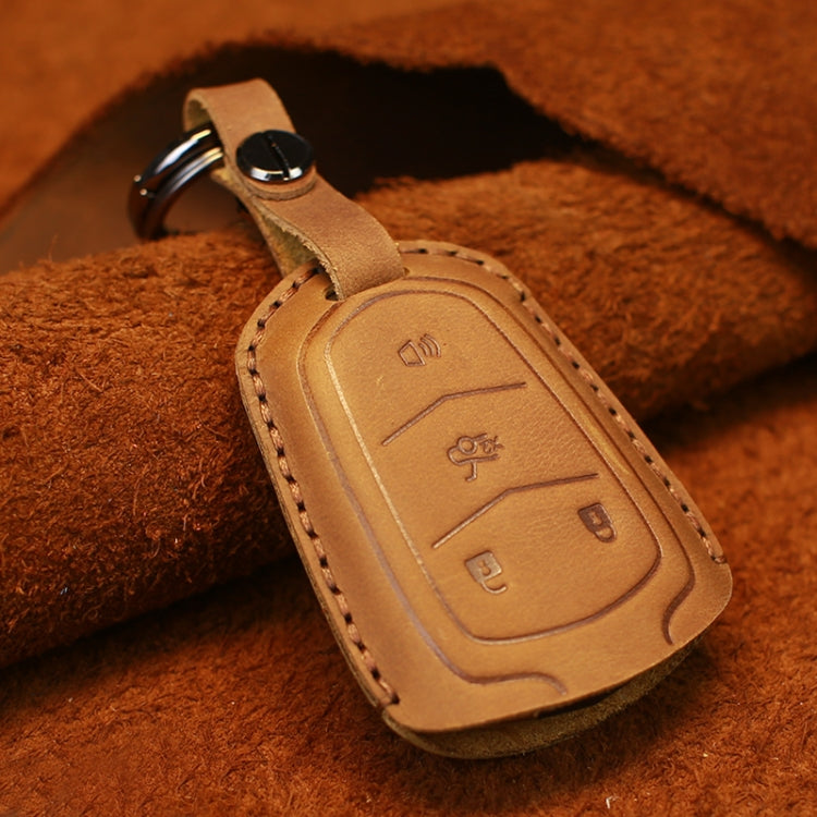 For Cadillac Car Cowhide Leather Key Protective Cover Key Case, Four Keys Version (Brown) - free shipping - PMC Jewellery - Order now!