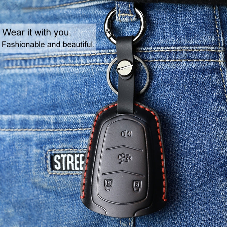 For Cadillac Car Cowhide Leather Key Protective Cover Key Case, Five Keys Version (Brown) - Car Key Cases by PMC Jewellery | Online Shopping South Africa | PMC Jewellery | Buy Now Pay Later Mobicred