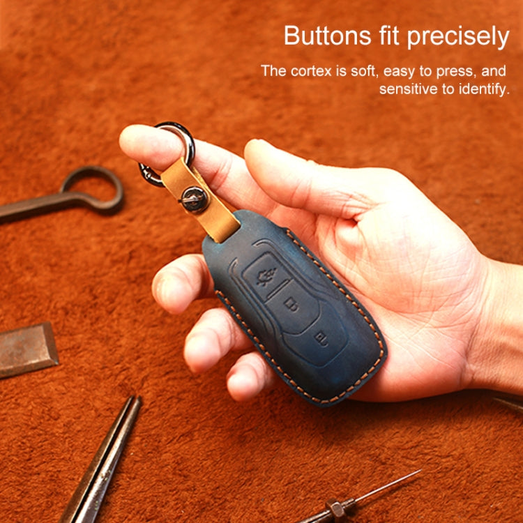 For Ford Old Style Car Cowhide Leather Key Protective Cover Key Case (Red) - Car Key Cases by PMC Jewellery | Online Shopping South Africa | PMC Jewellery | Buy Now Pay Later Mobicred