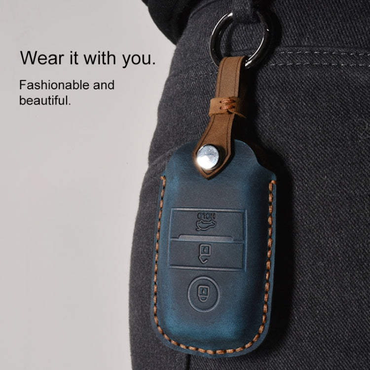 For Kia Old Style Car Cowhide Leather Key Protective Cover Key Case (Brown) - Car Key Cases by PMC Jewellery | Online Shopping South Africa | PMC Jewellery | Buy Now Pay Later Mobicred