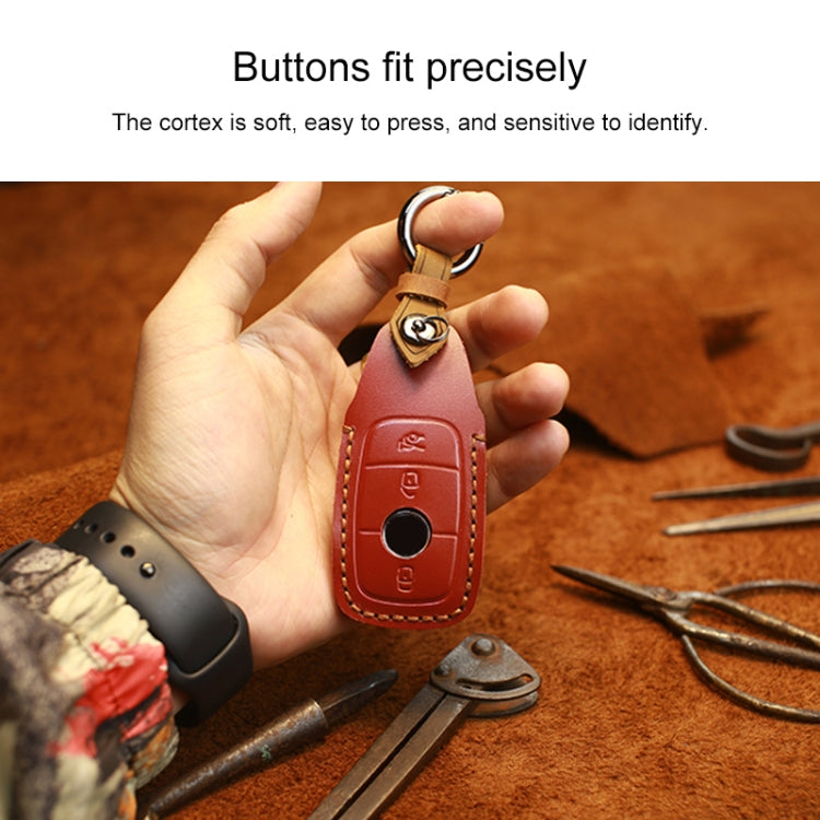 For Mercedes-Benz New Style Car Cowhide Leather Key Protective Cover Key Case (Blue) - Car Key Cases by PMC TechLife | Online Shopping South Africa | PMC TechLife | Buy Now Pay Later Mobicred