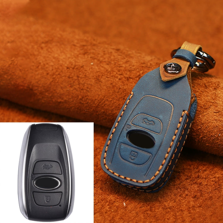 For Subaru Car Cowhide Leather Key Protective Cover Key Case (Blue) - Car Key Cases by PMC TechLife | Online Shopping South Africa | PMC TechLife | Buy Now Pay Later Mobicred