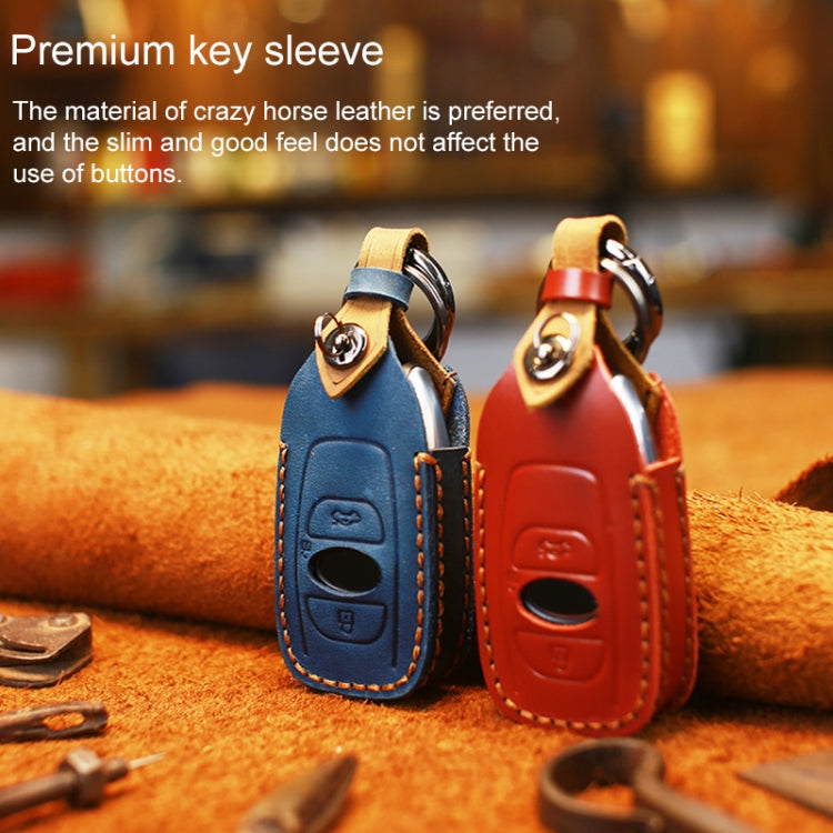 For Subaru Car Cowhide Leather Key Protective Cover Key Case (Blue) - Car Key Cases by PMC TechLife | Online Shopping South Africa | PMC TechLife | Buy Now Pay Later Mobicred