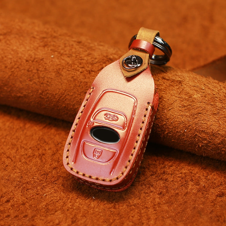 For Subaru Car Cowhide Leather Key Protective Cover Key Case (Red) - Car Key Cases by PMC TechLife | Online Shopping South Africa | PMC TechLife | Buy Now Pay Later Mobicred