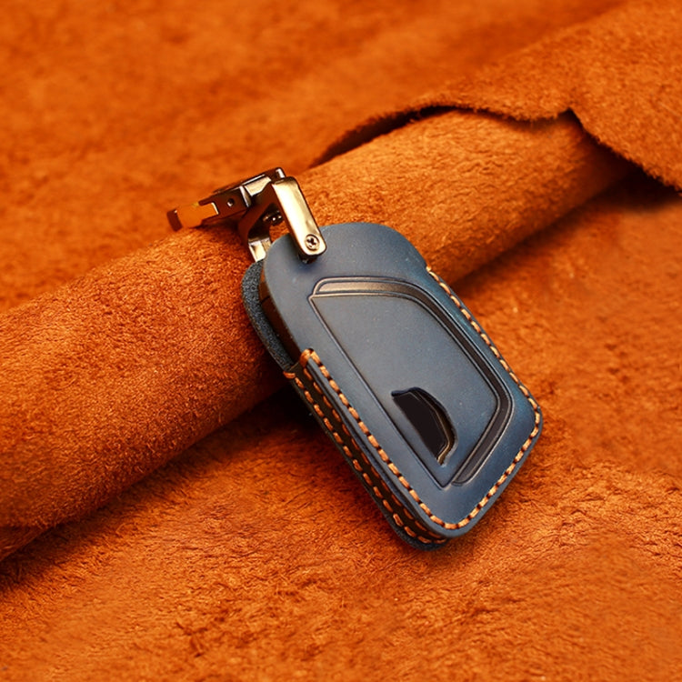 For Cadillac New Style Car Cowhide Leather Key Protective Cover Key Case (Blue) - Car Key Cases by PMC TechLife | Online Shopping South Africa | PMC TechLife | Buy Now Pay Later Mobicred