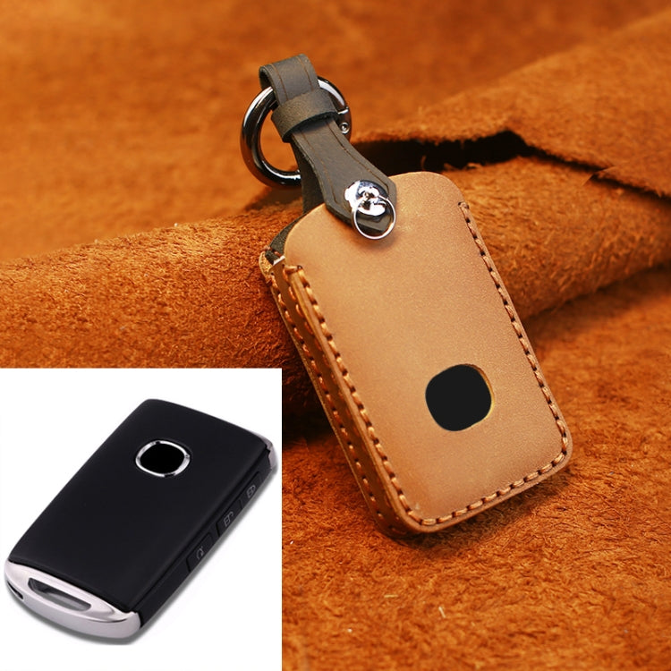 For Mazda New Style Car Cowhide Leather Key Protective Cover Key Case (Brown) - Car Key Cases by PMC TechLife | Online Shopping South Africa | PMC TechLife | Buy Now Pay Later Mobicred
