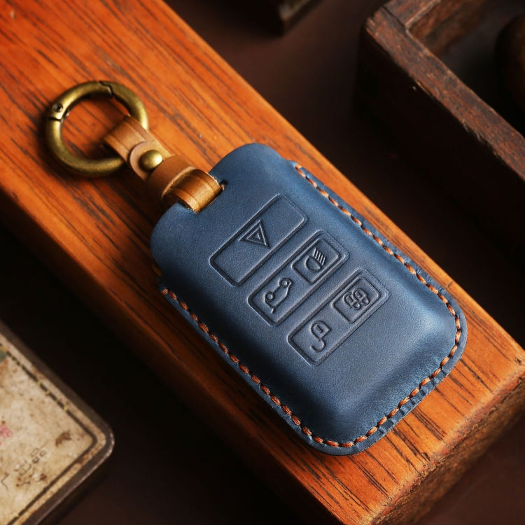 For Land Rover Car Cowhide Leather Key Protective Cover Key Case (Blue) - Car Key Cases by PMC TechLife | Online Shopping South Africa | PMC TechLife | Buy Now Pay Later Mobicred