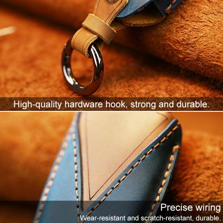 For Chevrolet Car Cowhide Leather Key Protective Cover Key Case, Three Keys Version (Blue) - Car Key Cases by PMC Jewellery | Online Shopping South Africa | PMC Jewellery | Buy Now Pay Later Mobicred